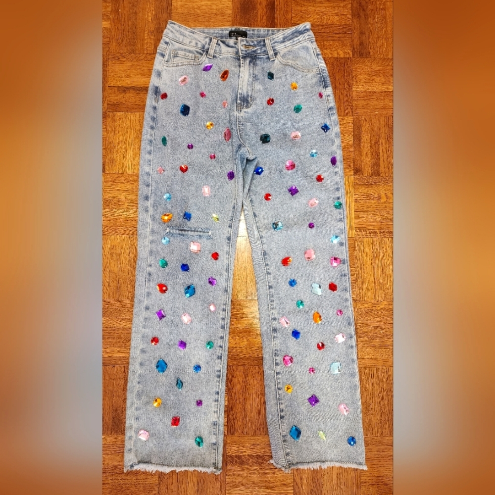 Hot & Delicious Gem Jeans Bejeweled Size L